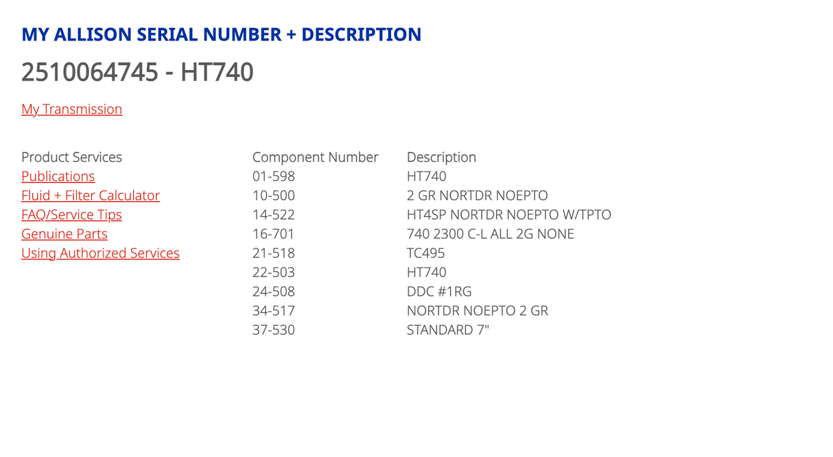 Allison HT740 D Transmission For Sale, HT740D