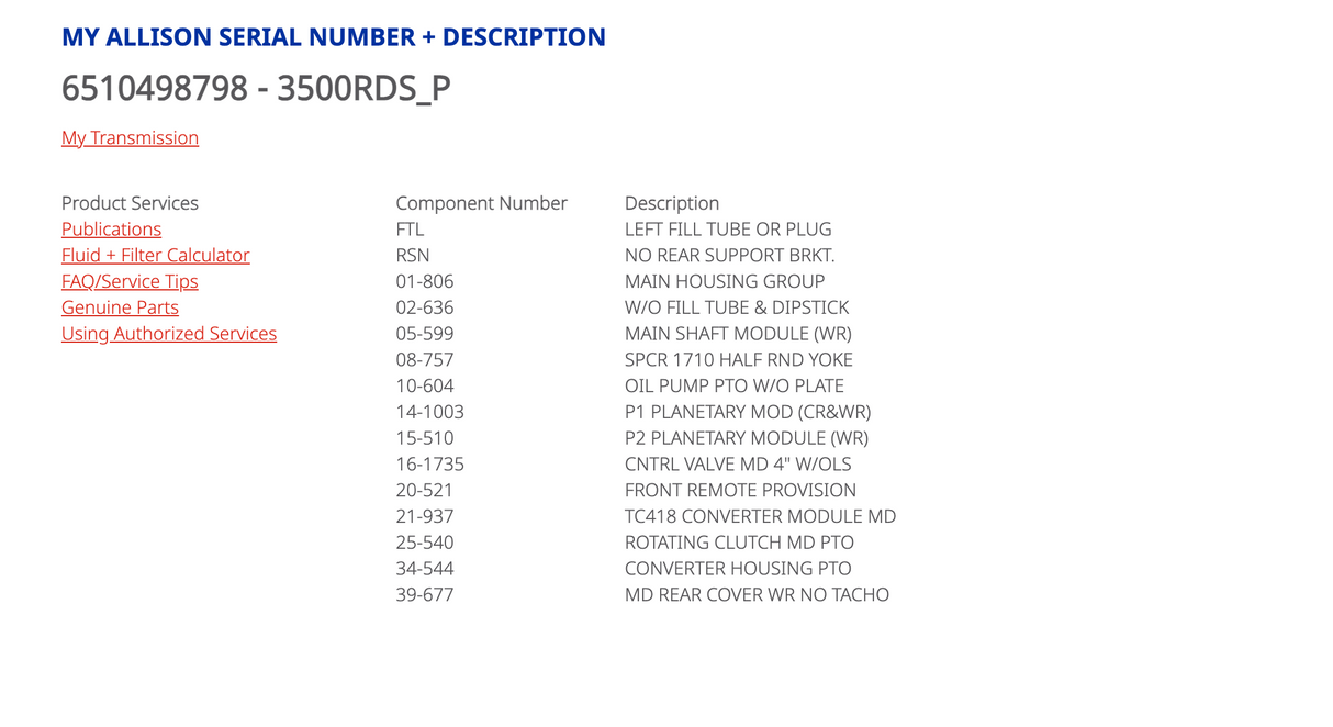 Allison 3500RDS P Transmission For Sale, 3500RDSP, 29541332