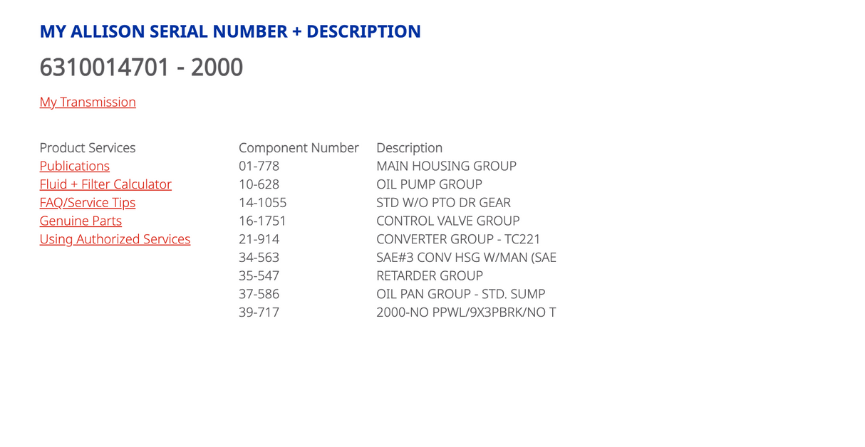 Allison 2000 Transmission For Sale