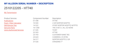 Allison HT740 Transmission For Sale, Part # 29505462