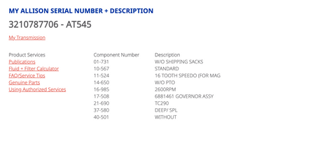 Allison AT545 Transmission For Sale, Casting # 29525015
