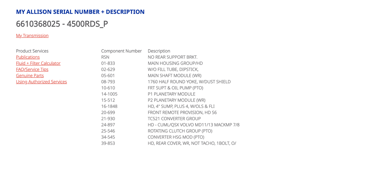 Allison 4500RDSP Transmission for Sale, 4500RDS P