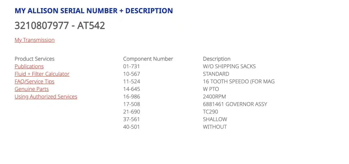 Allison AT542 Transmission For Sale w/ PTO Provision, 29507179