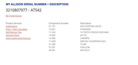 Allison AT542 Transmission For Sale w/ PTO Provision, 29507179